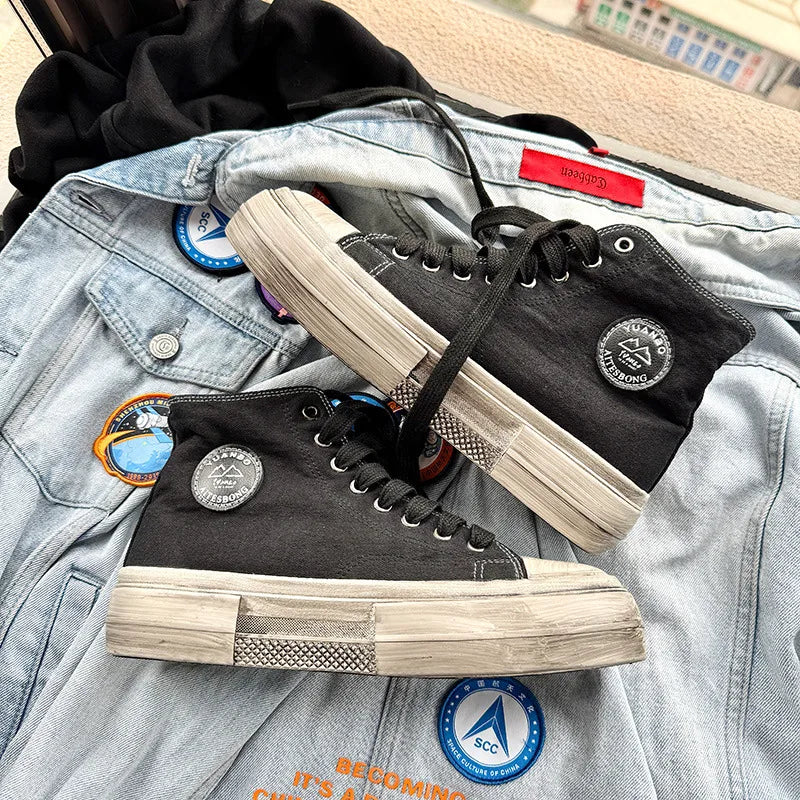 Sustainable Canvas Shoes Men Original Platform Shoes Comfort Retro Canvas Vulcanized Sneakers