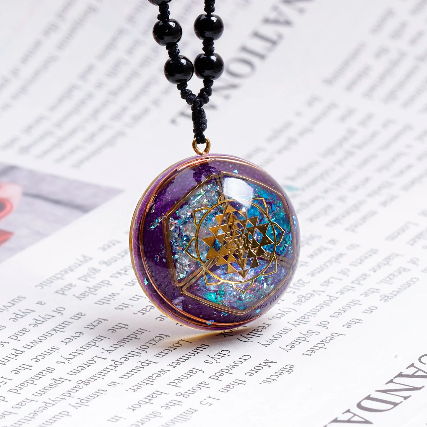 Rodin Coil &Opal Orgone Pendant Necklace , Blue glass pendant jewelry, Chakra Balancing, Adjustable Chain
