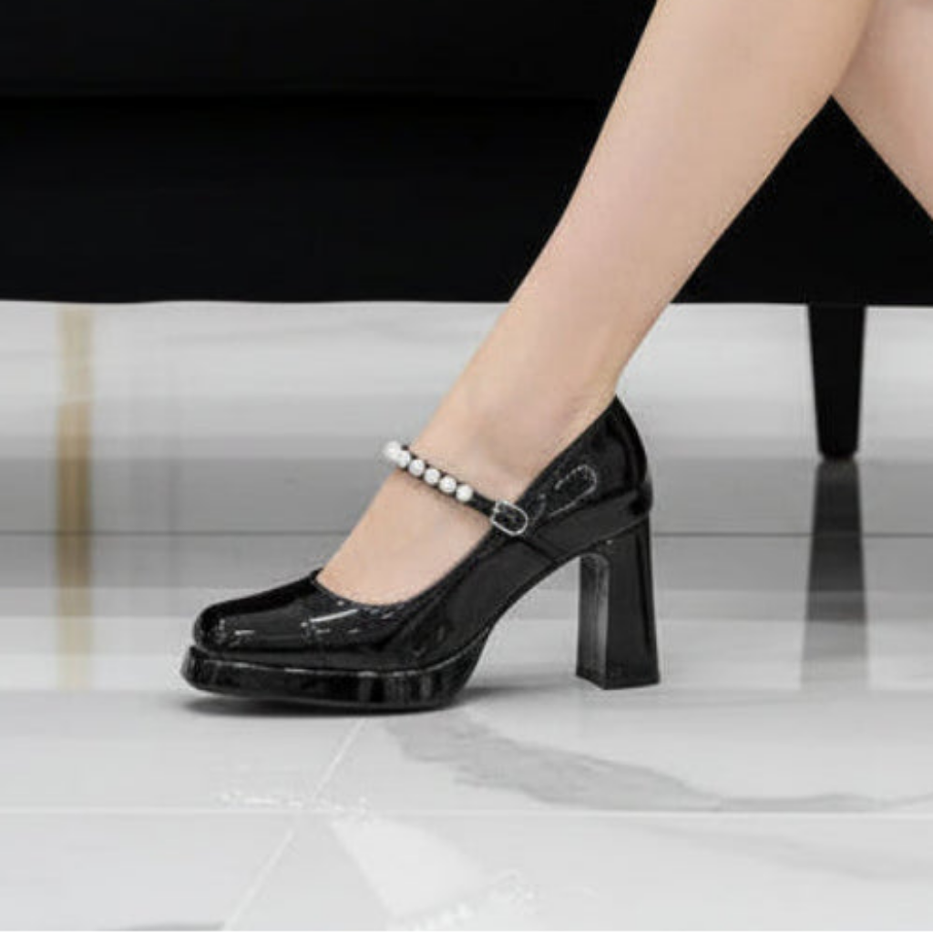 Fashion Leopard Printed Patchwork Pearls Women Pumps Spring Summer Platform Wedges Mary Janes High heels Chunky Dress Shoes
