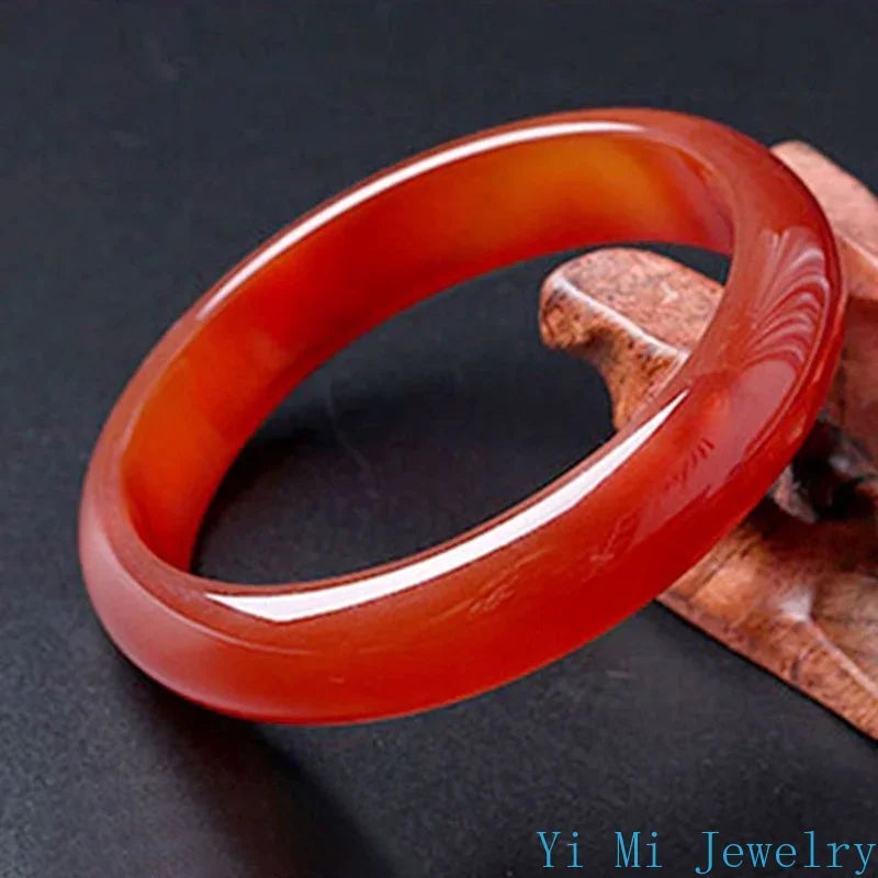 Natural Jade Bracelet Women's Red Agate Jade Bracelet Ice Through Brazil Carnelian Bracelet Jade Bracelet Bangles with Charms