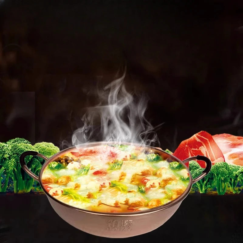 Artisan Hammered Copper Hot Pot Universal Heat Retention Cookware for All Stove Types Practical Soup Pot