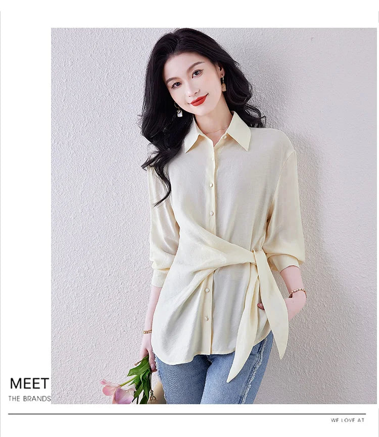 New Spring Women Blouses France style office ladies shirts solid color tops blusa mujer