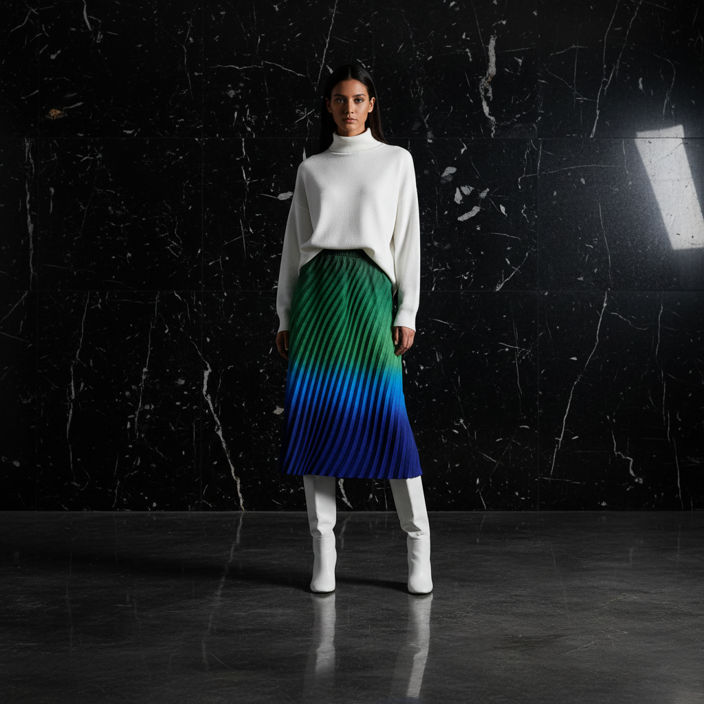 Miyake Pleated Gradient Half Skirt 2025 Summer New Fish Scale Pleats Elegant Temperament High Waist Half Skirt