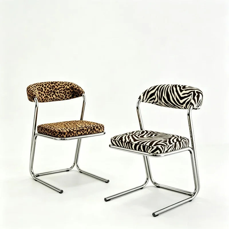 Designer Leopard Print Bauhaus Dining Chair Living Room Backrest Seat Creative Leisure Furniture for Home Vanity Makeup Chairs