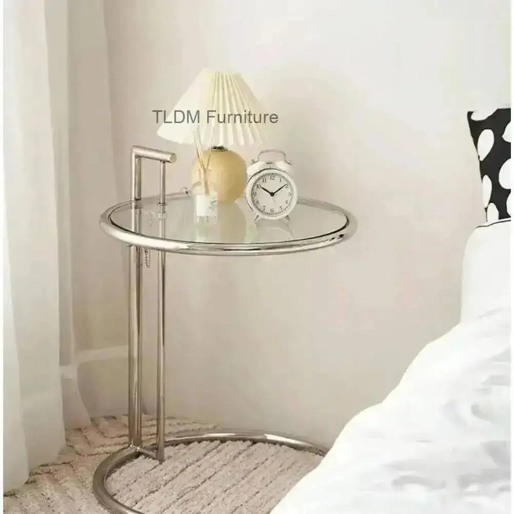 End Adjustable Table C-shape Glass Sofa Coffee Table Room Nordic Side Lift Design Living Stainless Steel Furniture