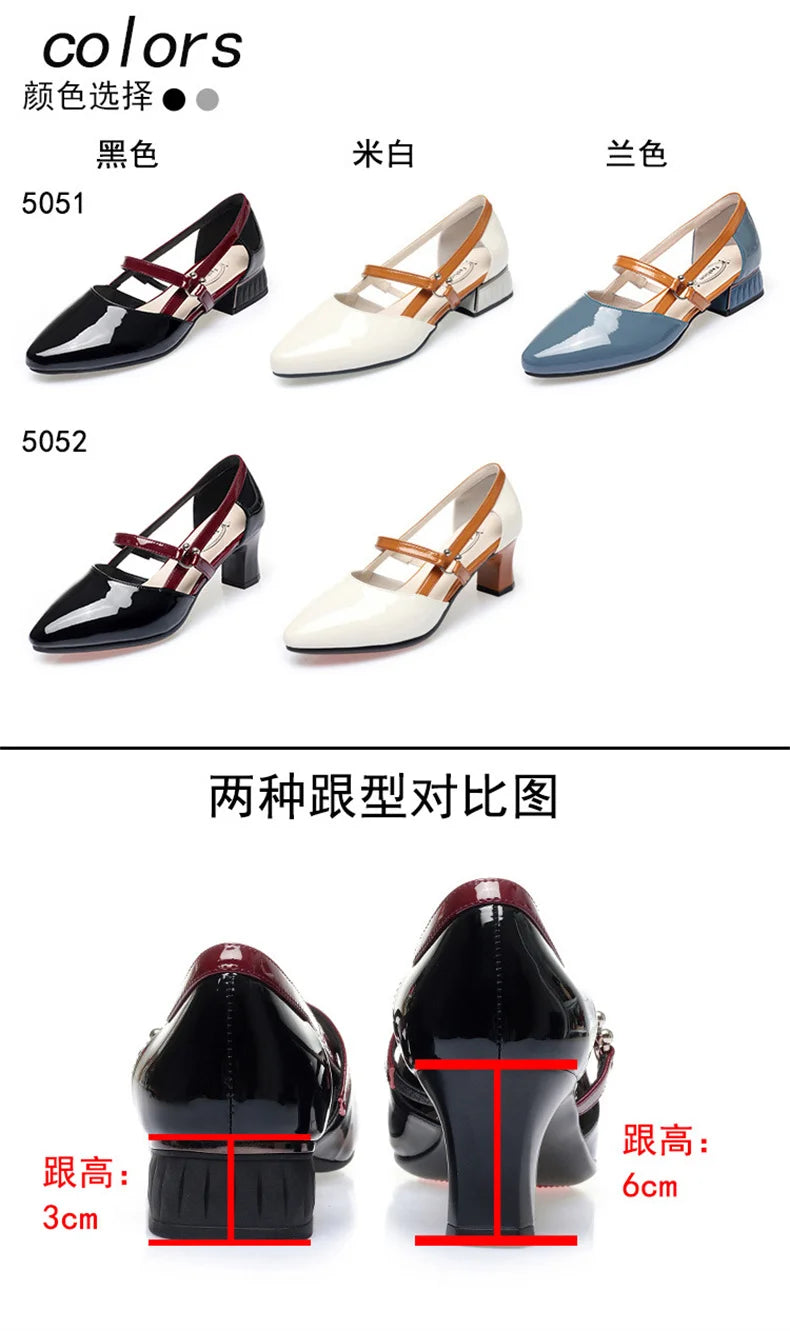 2024 Soft Leather Sandals Women Spring Summer Fashion Pointed Tip Single Shoes Low-Heel Hollow Buckle Ventilate Office Gentle