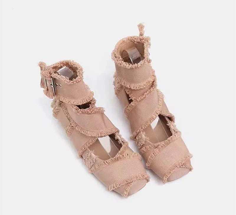 Vintage Tassel Canvas Women Ballet Flats Spring Autumn Soft Soles Dance Walking Shoes Fashion Ankle Strap Mary Janes Girls Shoes