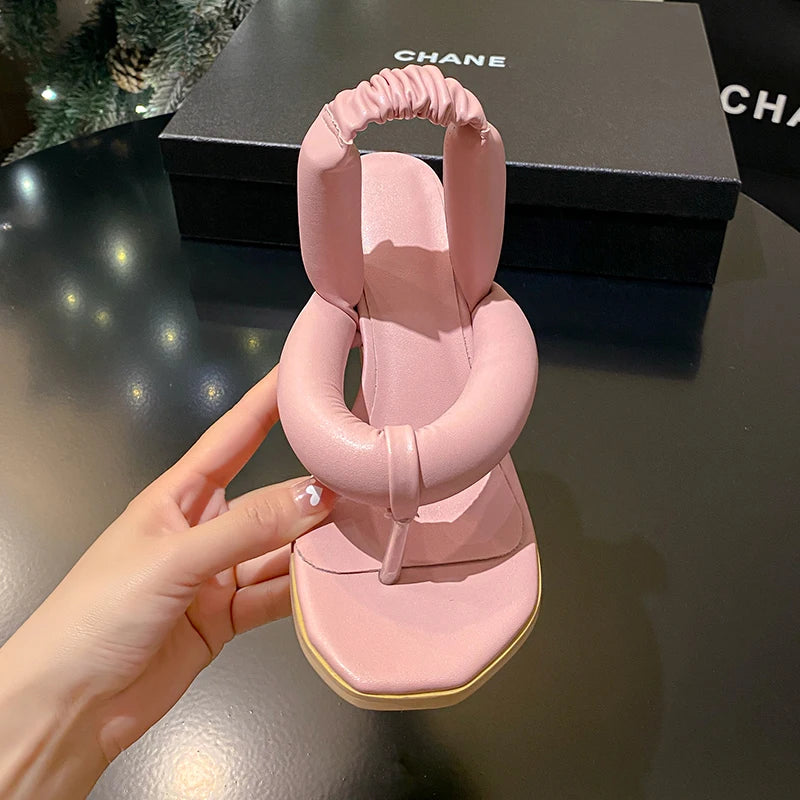 Sexy Flip Flops High Heels Slippers Women Summer Heart Shape Heel Sandals Lady Party Dating Strange Heels Slippers