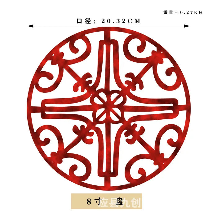 3 Color Ceramic Plate Hand-Painted Red Art Creative Round  Tableware Dinner Plates Set Charger Plates for Wedding Pasta Plate