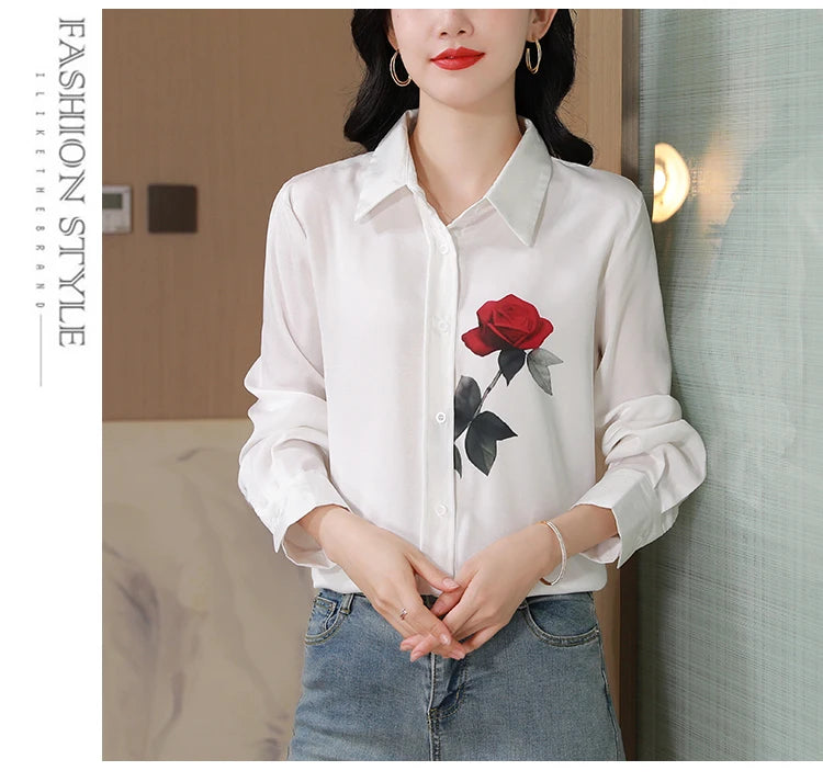 New Spring Women Blouse office ladies shirts Fashion printed tops blusa mujer