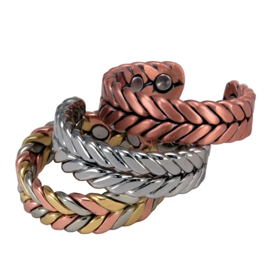 Vinterly Pure Copper Rings Magnetic Health Energy Braided Twisted Finger Open Cuff Adjustable Wedding Bands 7.3mm Wide Jewelry