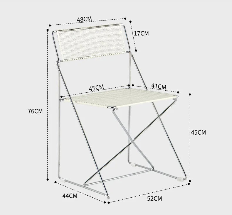 Korean Iron Dining Chair with Backrest Modern Minimalist Stackable Chair for Kitchen Designer Creative Metal Seat for Restaurant