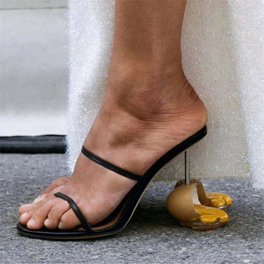Strange Egg Heel Women Slippers High Heel Shoes Dress Pumps Ladies Sexy Slides Designer Summer Gladiator Sandals Woman Stiletto