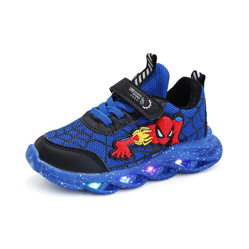 2023 New Spider-man Children's Shoes Boys Sneaker With Lights Spring Led Kids Boys Sports Children Shoes Casual