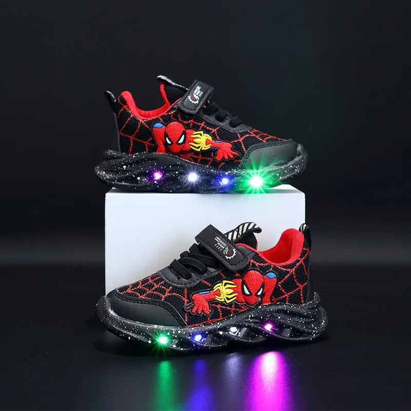 2023 New Spider-man Children's Shoes Boys Sneaker With Lights Spring Led Kids Boys Sports Children Shoes Casual