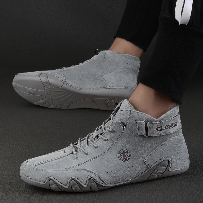 Men's Genuine Leather Shoes Ankle Boots 2024 Men Sneakers Outdoor Light Lace-Up Casual Shoes Fashion Loafers Winter Warm Boots