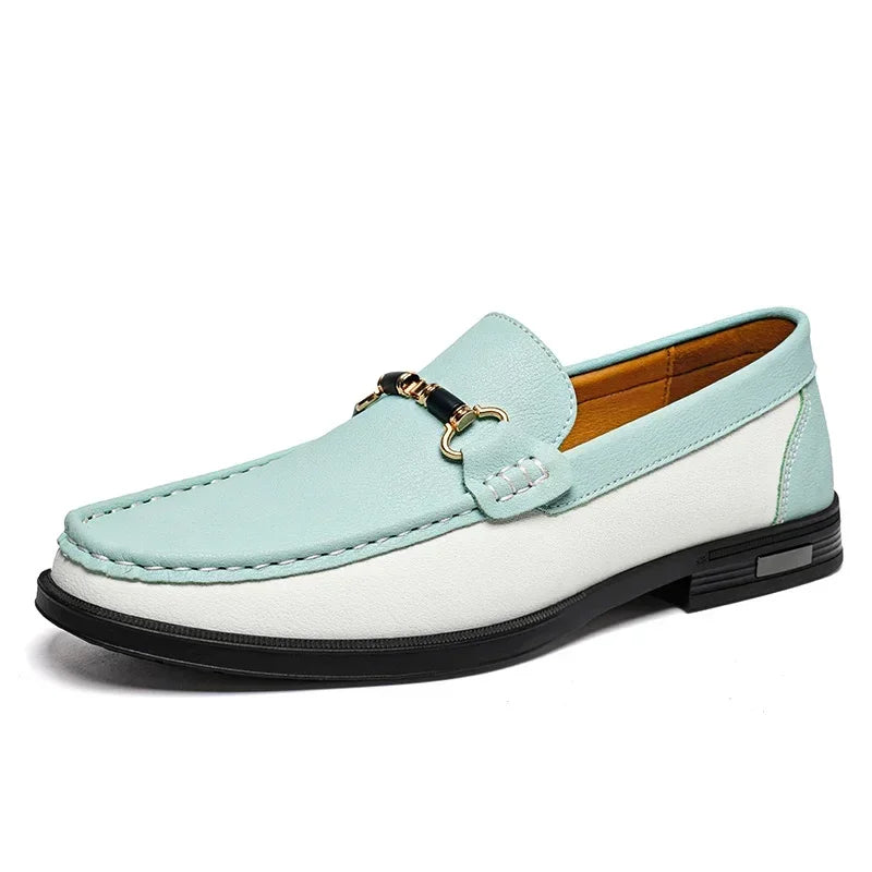Luxury Brand Genuine Leather Mens Shoes Wedding  Slip on Loafers New Trend Metal Buckle Moccasins Versatile Male Business Shoes
