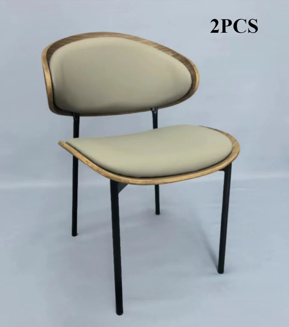 Leather Dining Chairs Set of 2 or1,Mid Century Modern Chair, Upholstered Kitchen Dining Room ChairsBlack WalnutBendwood.