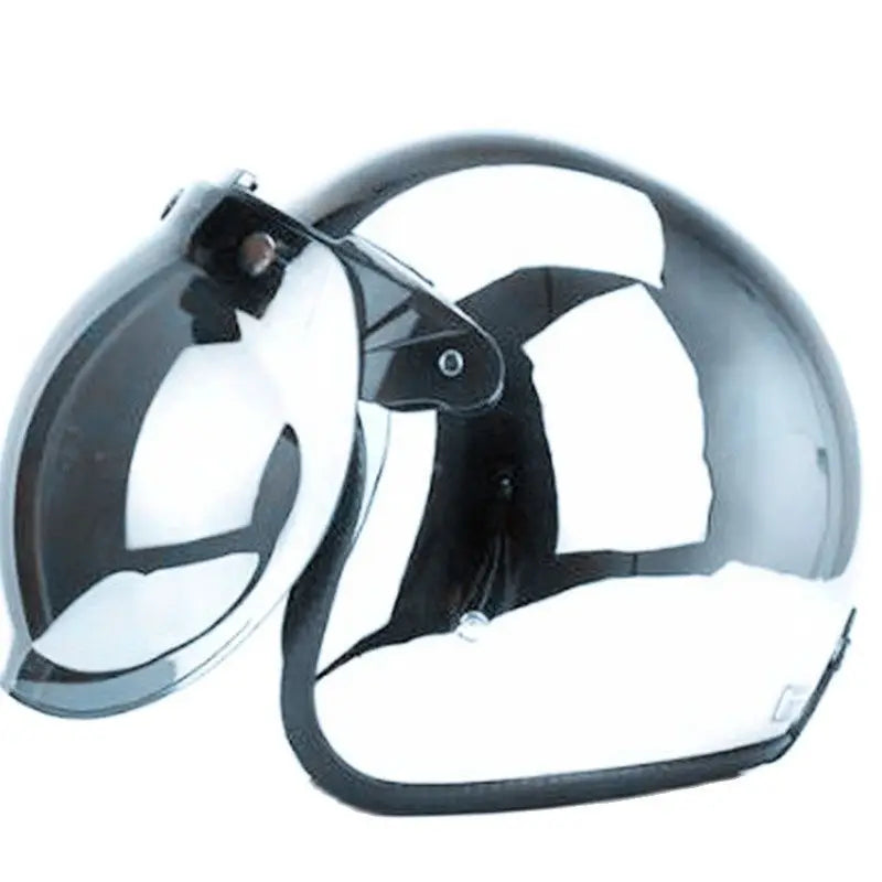 HOT Unique Silver Plating Open Face Retro Motorcycle Helmet Vintage Moto Chrome Helmet Sliver Jet Moto 3/4 Half Casco Casque