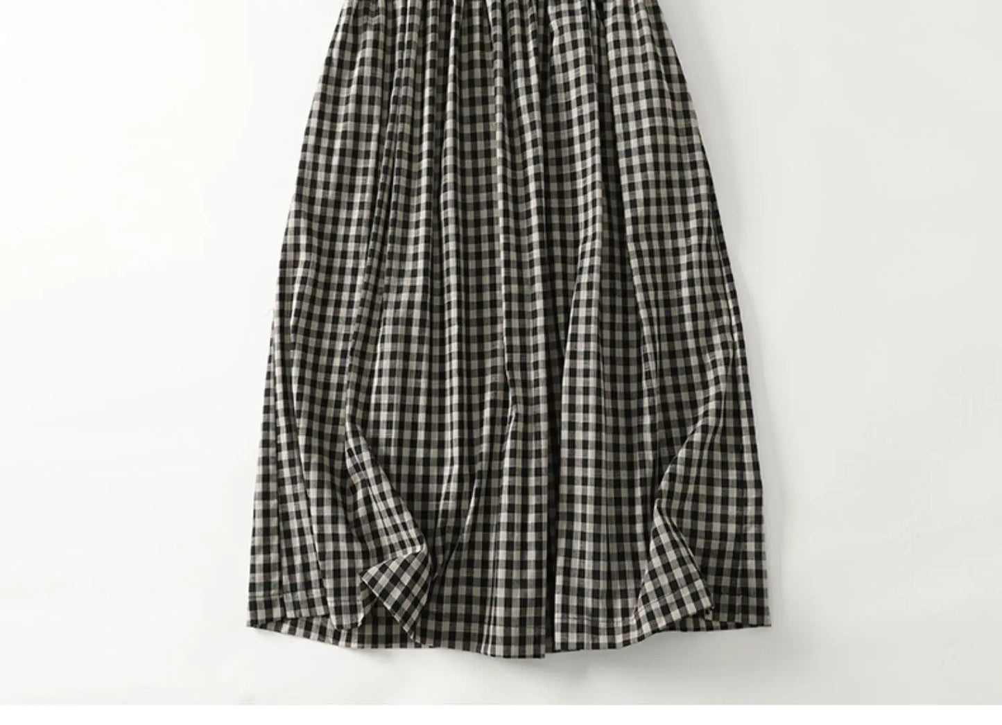 Retro Japanese Sle Linen Plaid Vest Dr Women Summer Loose Cotton Linen Svel Midi Dr A-Line Skirt round Ne