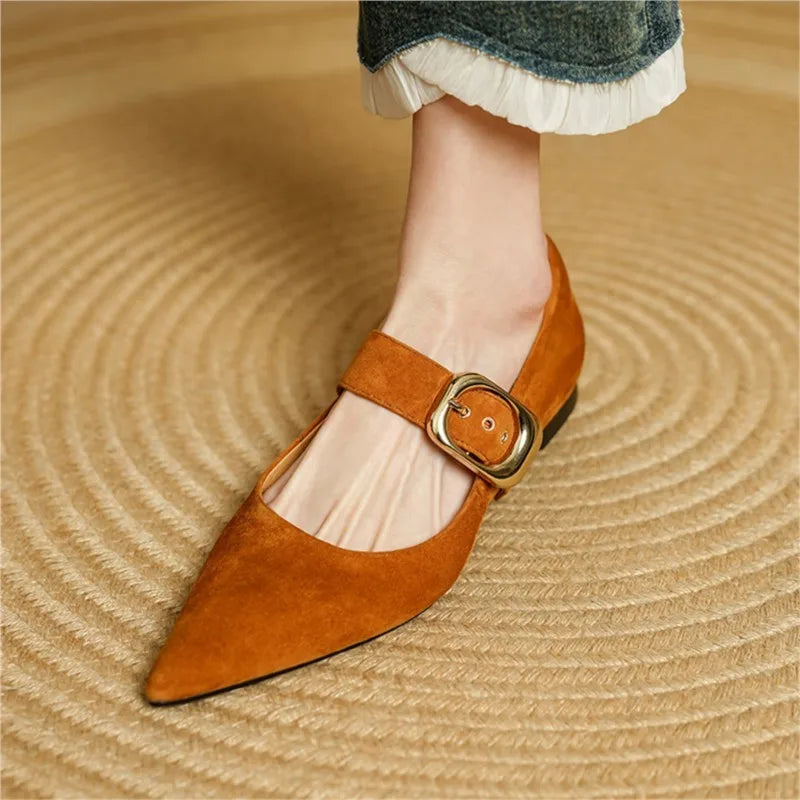 Dilalula Classic Retro Women Flats Buckles Loafers Suede Quality Metal Decoration Casual Shoes Ladies Fashion Dress Mocasines