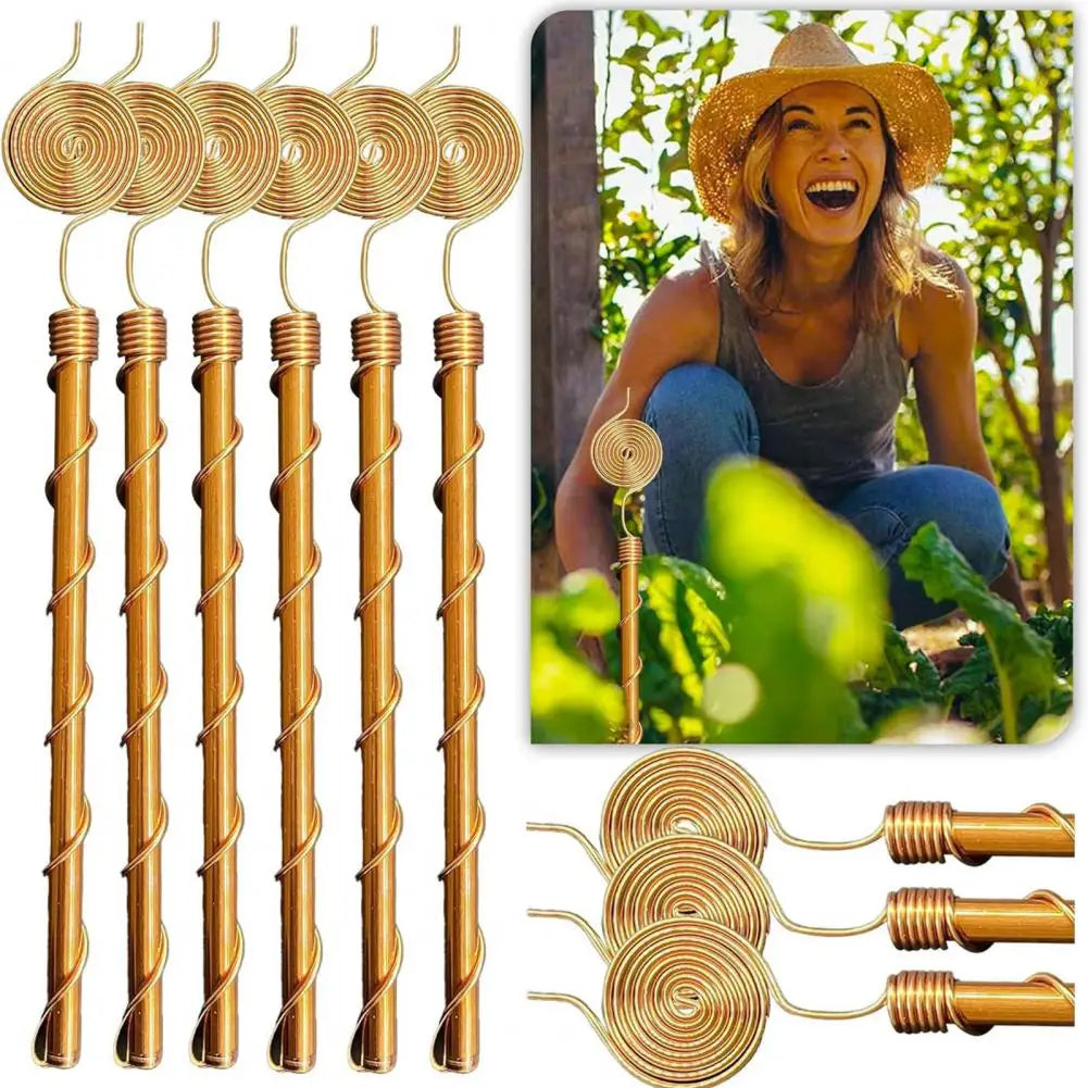 3/6 Pcs Copper Wire Coil For Gardening Electroculture Copper Antennas Stakes Spiral Copper Coil Stakes For Indoor Outdoor Plants