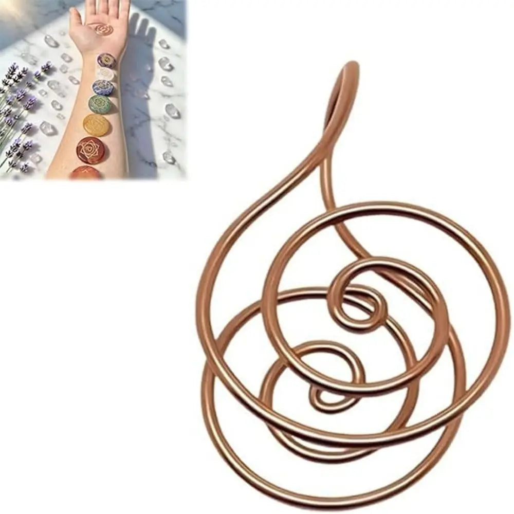 Adjustable Copper Tone Palm Ring Portable Handmade Reiki Energy Spiral Hand Ring Jewelry Accessories Copper Tone Cuff