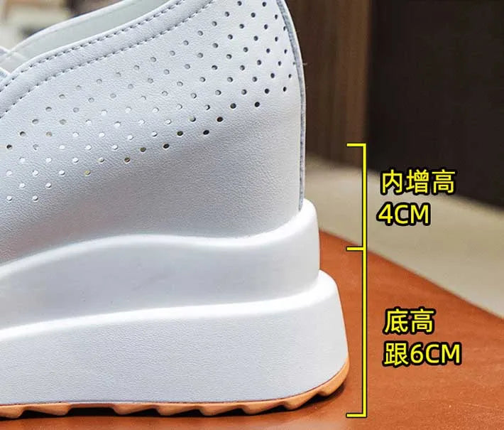 Fujin 10cm Women Summer Breathable Casual Sandals Platform Wedge Fashion Ins White Genuine Leather Chunky Sneaker Hollow Shoes