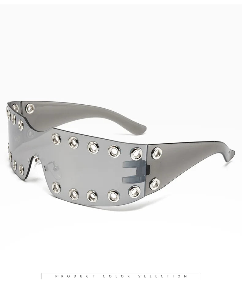 New 2026 Luxury Trendy Diamond Rimless Rhinestone Sunglasses Women Punk Shield Wrap Sun Glasses Vintage One-Piece Shades Goggle