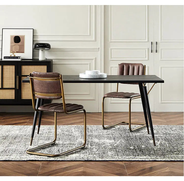Mid-century Dining Chair Retro Iron Frame Armchair Postmodern Luxury Backrest Leisure Seat for Household Dining Room Furniture