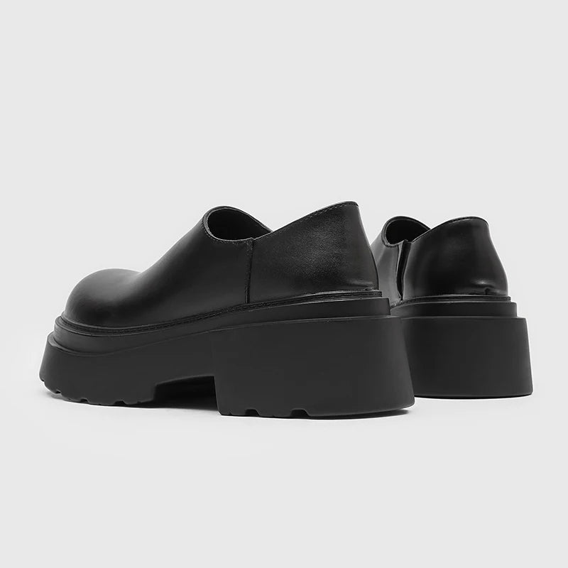 New Designer Mens Casual Leather Shoes Thick British Sole Male Business Footwear Fashion Platform Walking Shoes Non-Slip Loafers