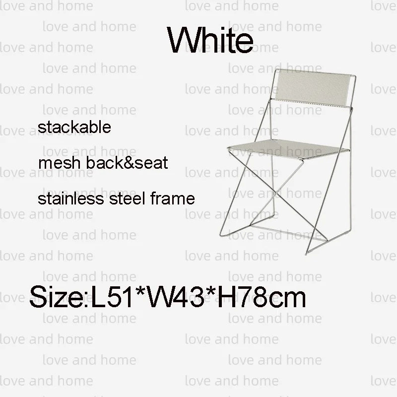 Nordic Stackable Dining Chair Chromed Stainless Steel Steelwire Wire Mesh Panel Minimalism Style Robust Construction Denmark