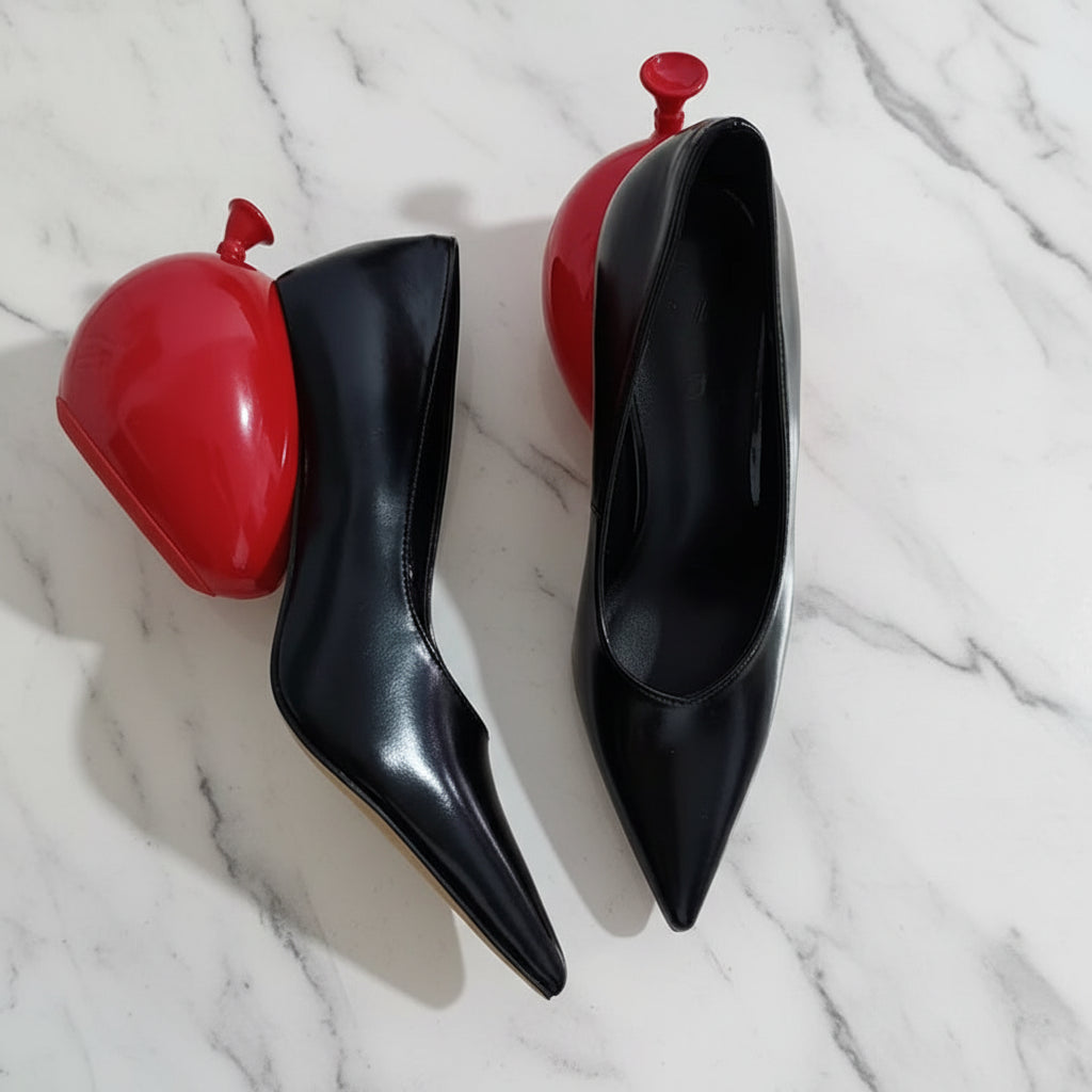 Trendy balloon pointed toe slip on women dress shoes strange heel casual women pumps
