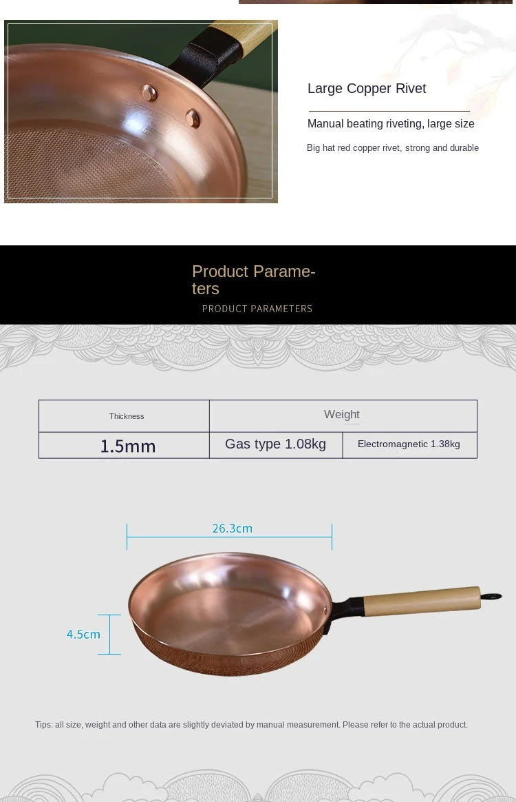 Pan Barbecue Plate Pure Red Copper Beer Mug Set Barbecue Plate Fried Meat Plate Binaural Pan Pure Copper New Chinese Style