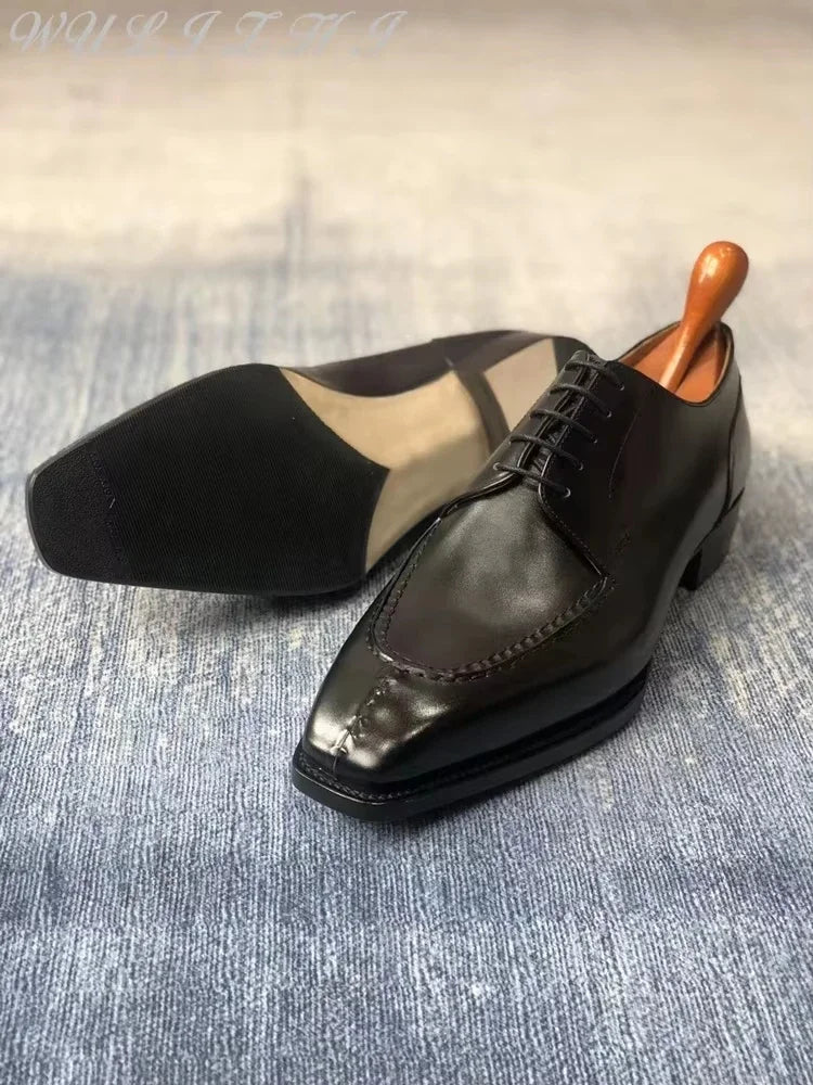 Men's Wedding Shoes Genuine Leather Formal Banquet Cowhide Shoes Young Business Comfortable Derby Shoes Lace Up Office Shoes