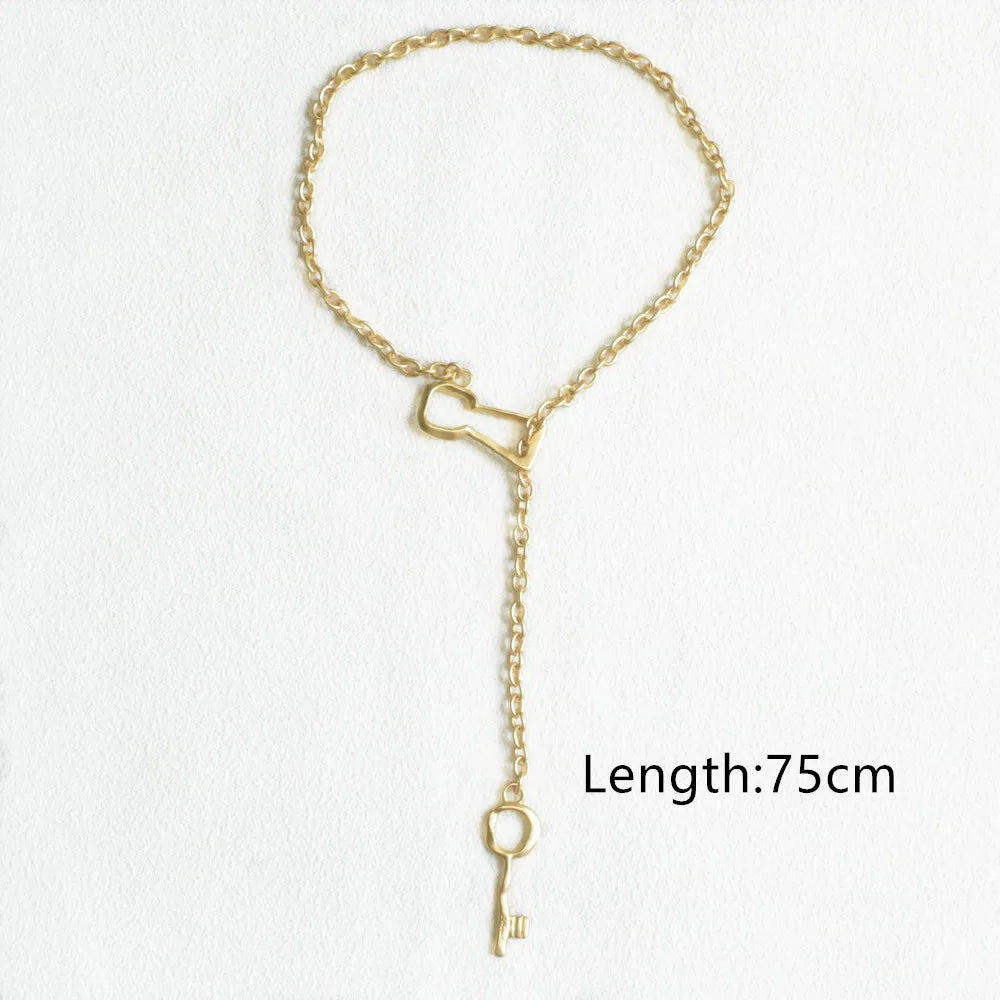 New Arrival Matte Gold-Plated Key Chain Necklace For Women Jewelry Trend Fashion Show Model Long Necklace Accessories