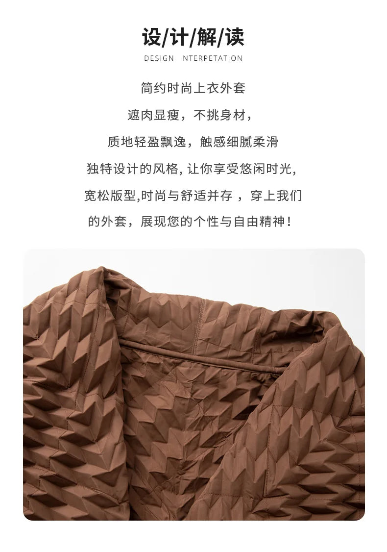 Miyake Pleated Top, Women's Solid Color Short Jacket, Handmade Pleated Versatile Loose Version, Lapel Cardigan, Autumn New Style
