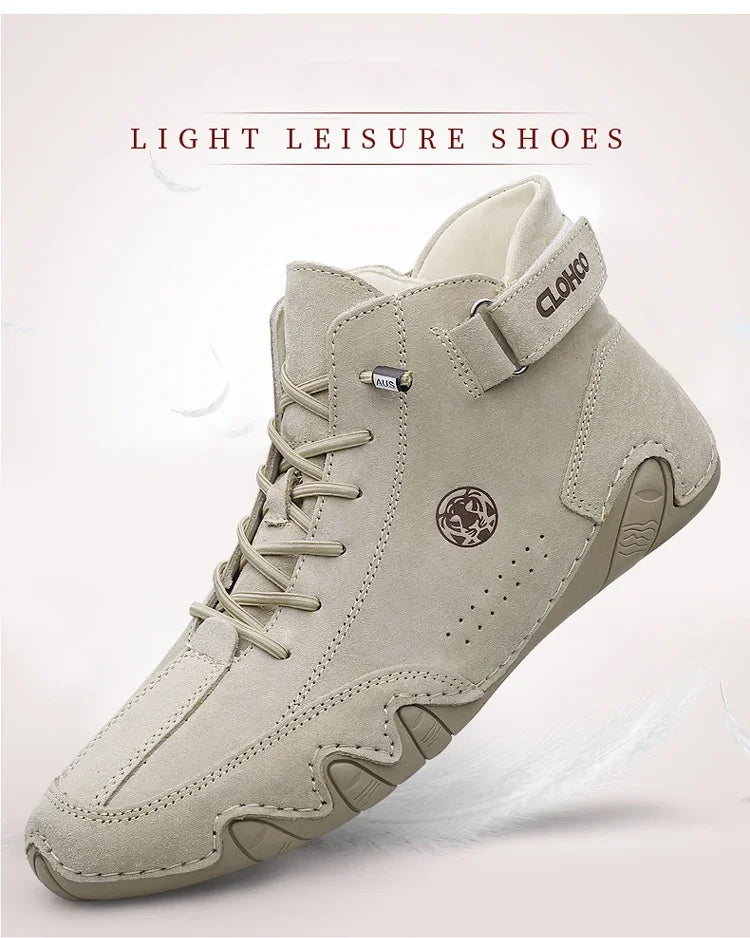 Men's Genuine Leather Shoes Ankle Boots 2024 Men Sneakers Outdoor Light Lace-Up Casual Shoes Fashion Loafers Winter Warm Boots