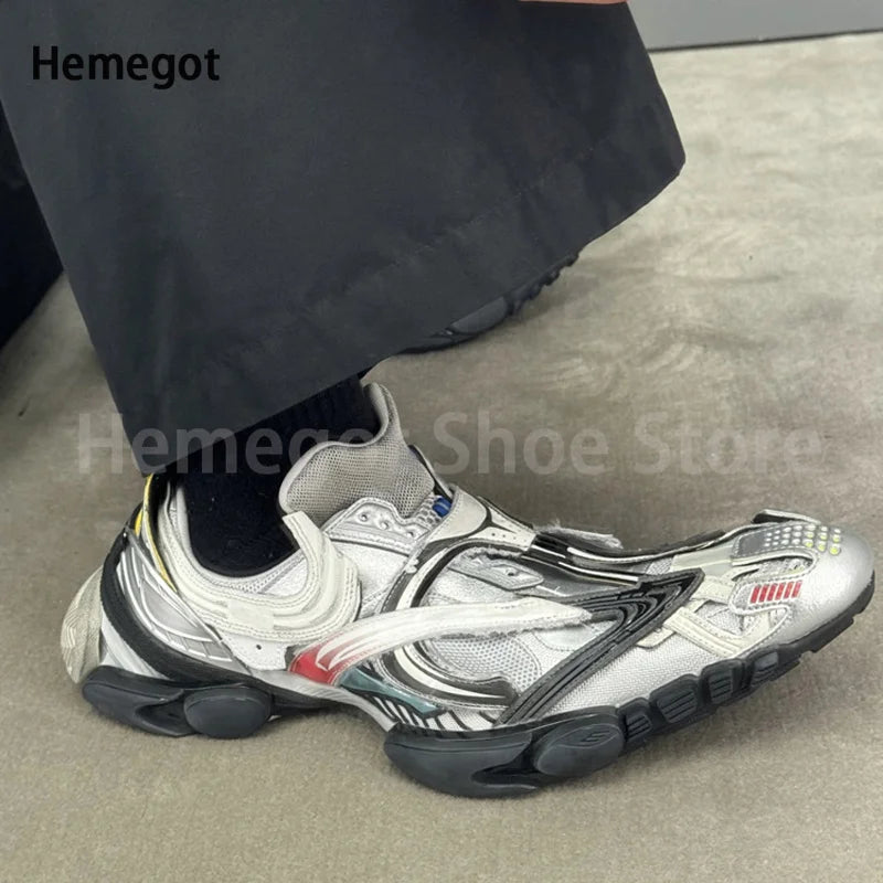Thick Soled Height Increasing Casual Sneakers for Men Lace-Up Wear-Resistant Breathable Solid Color Shoes Handmade Men's Shoes