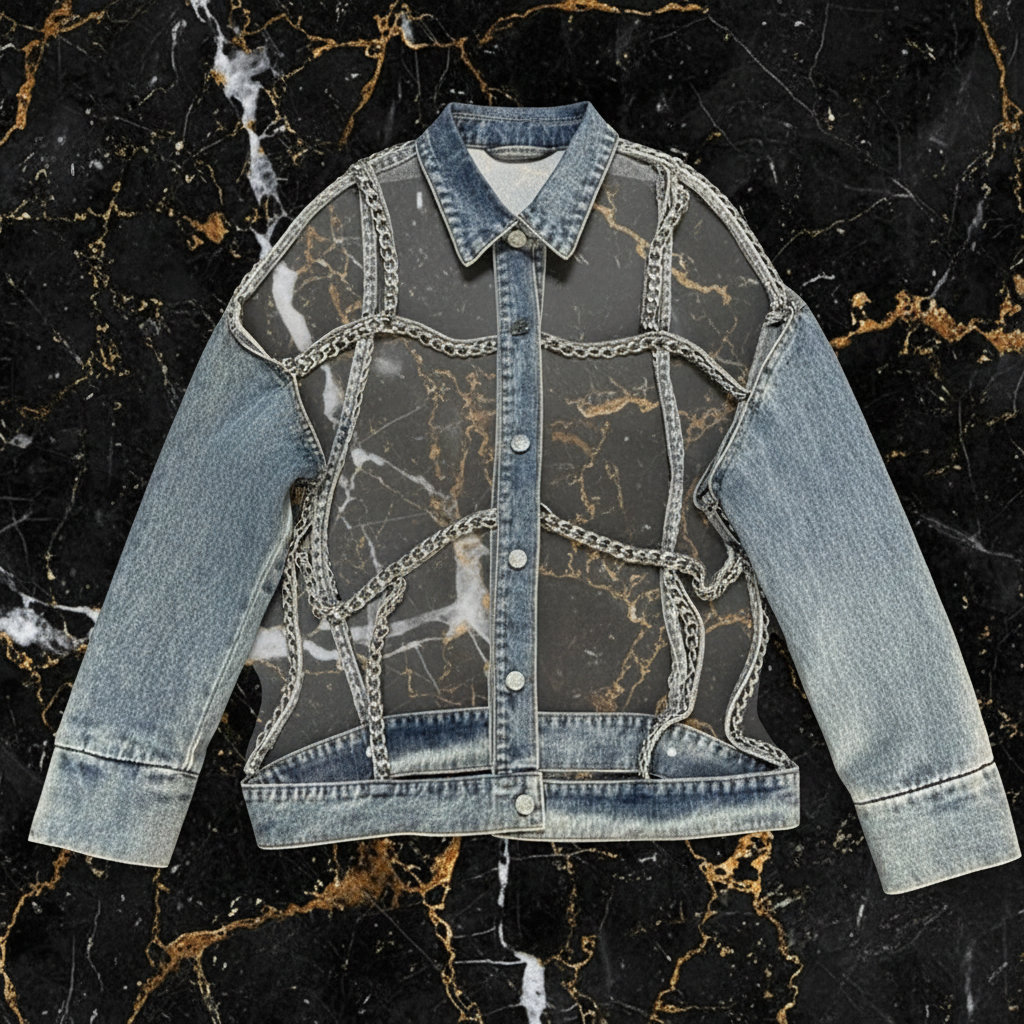Denim Jacket 2023 Spring Summer Lapels Long Sleeve Chain Hollow Cool Handsome Street Denim Long Sleeve Jeans Jacket for Women