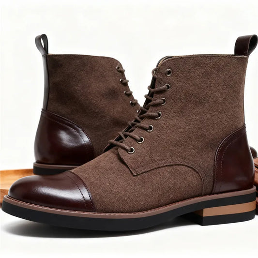 High Quality Men's Autumn New Comfortable High Top Casual Leather Shoes Fashion Brand Men's Lace Up Non Slip Casual Short Boots
