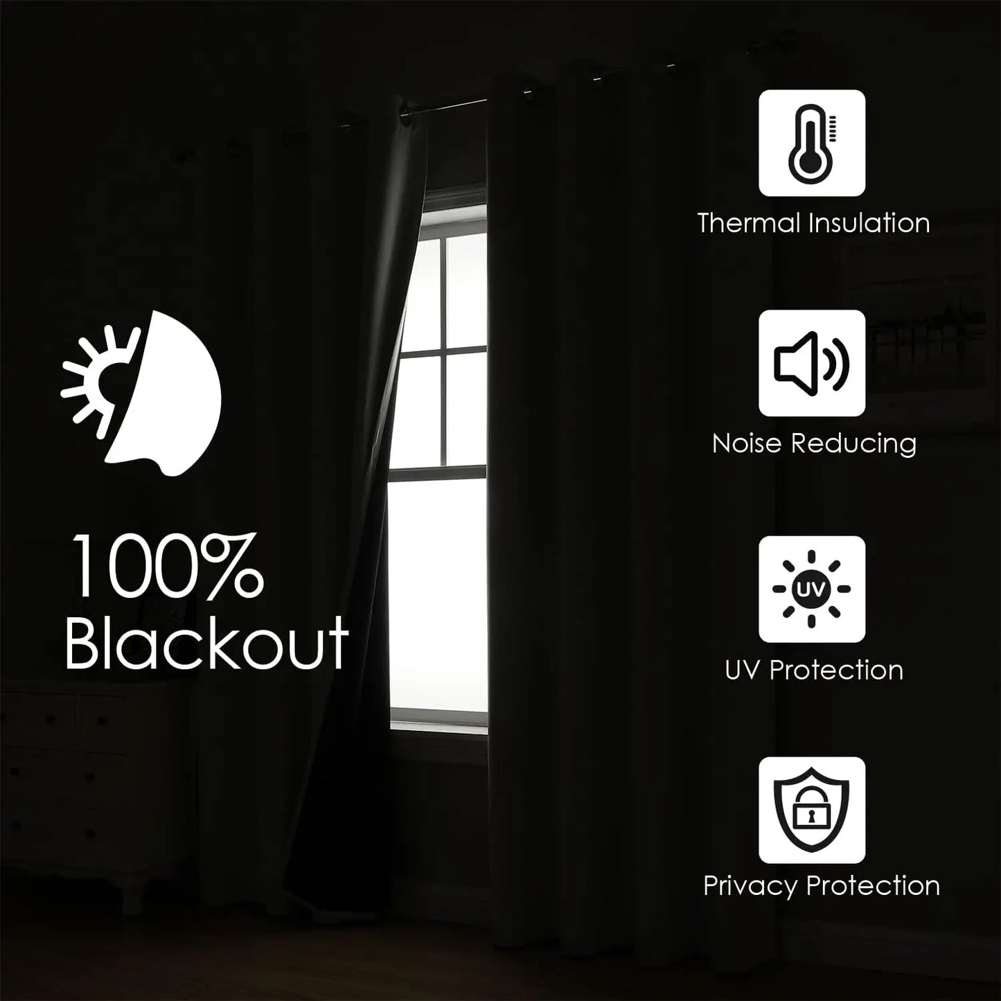 Blackout Curtains Eyelet 100% Light Blocking Thermal Insulated Curtains for Bedroom Living Room Darkening Drapes Door Curtains