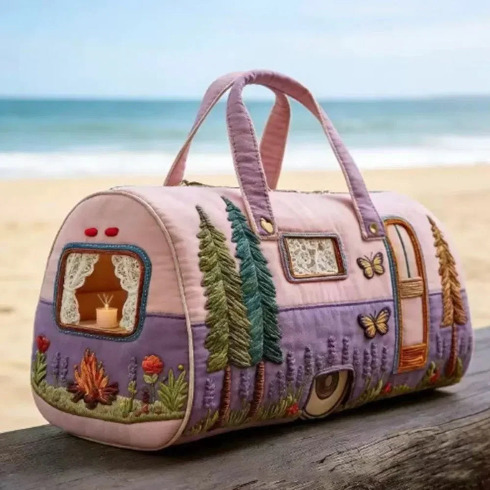 Adjustable Strap Quilted Duffle Bag 3D Quilting Craft Tote Bags Short-distance Handbag Large Capacity Travel Duffel Bag