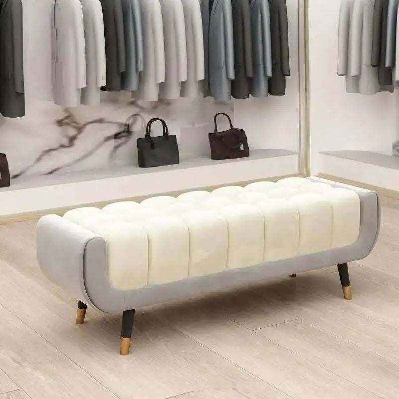 Living Legs  Luxury Entryway Tapered Velvet Bedroom Tufted Bench for Bench Room Upholstered Plump Cushion