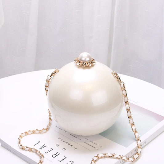 2025 Fashion Design Pearl Ball Party Evening Bags Woman Handbags Global Spherical Acrylic Hard Case Shoulder Small Crossbody Bag