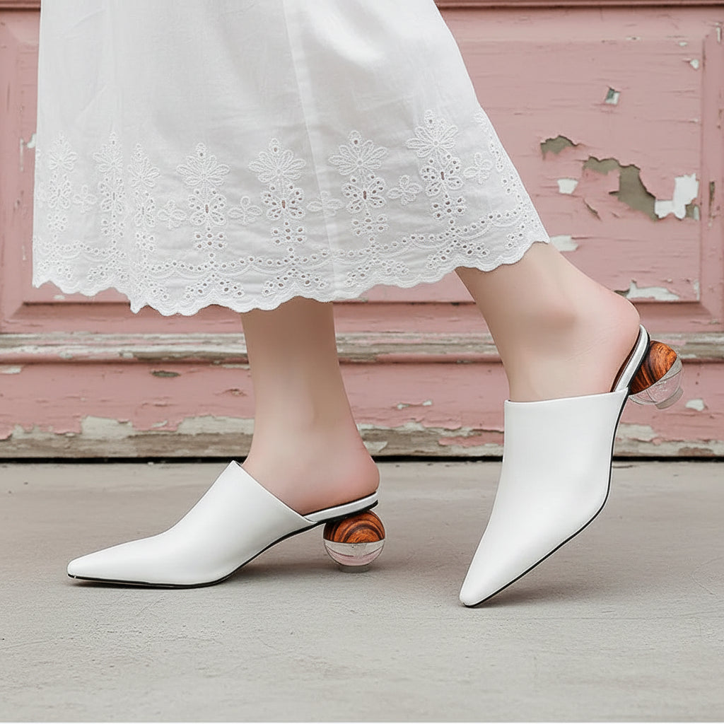 2025 Summer Fashion New Muller Shoes Women European Fashion Station Baotou Slippers Half-supported Outdoor Sandals Fashion Shoes