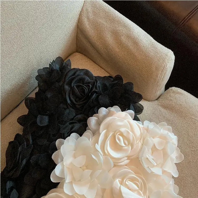 Spring Women Temperament Package Hip Black Three-dimensional Rose Skirt Female Sweet Fashion Y2k A Line Mini Kawaii Skirts