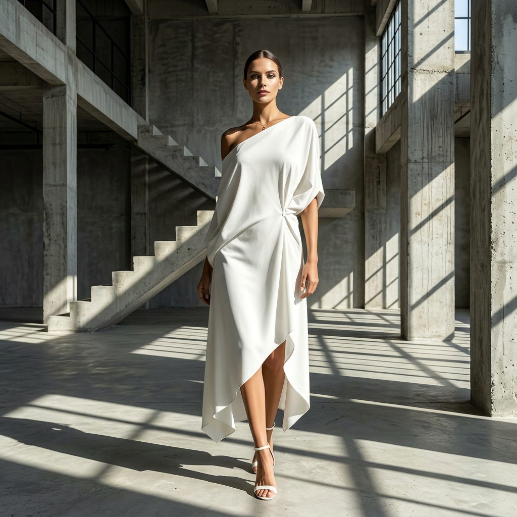 Elegant Off Shoulder Half Sleeve Dress Women Summer Batwing Sleeves Irregular Button Design Vintage Casual Holiday Beach Dresses