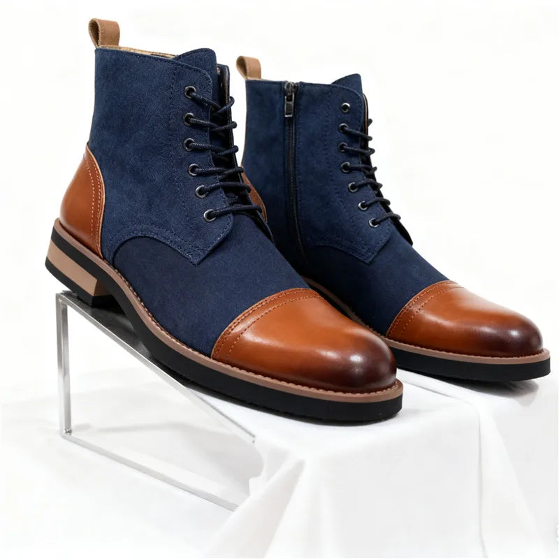 High Quality Men's Autumn New Comfortable High Top Casual Leather Shoes Fashion Brand Men's Lace Up Non Slip Casual Short Boots