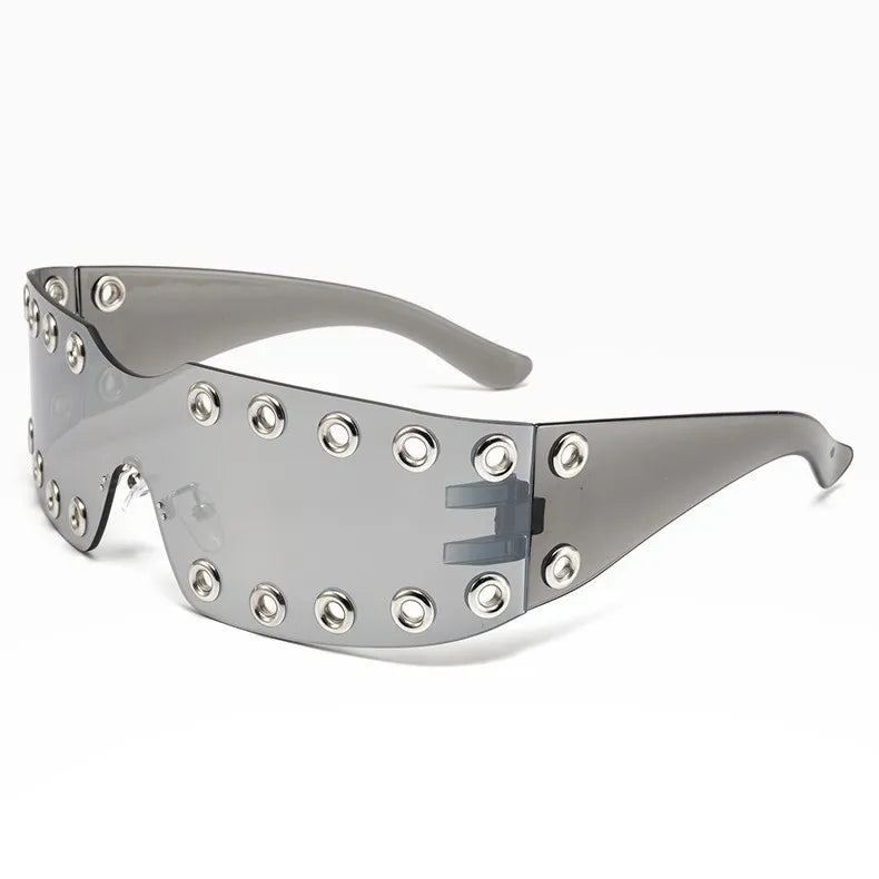 New 2026 Luxury Trendy Diamond Rimless Rhinestone Sunglasses Women Punk Shield Wrap Sun Glasses Vintage One-Piece Shades Goggle
